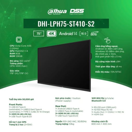 man hinh tuong tac dahua dhi lph75 st410 s2